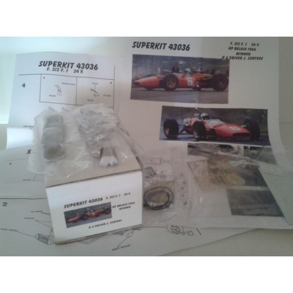 Super Kit Ferrari 312 Formula 1 24V Firestone Gp Belgio 1966 # 6 J. Surtees - Winner - Metal Kit 1:43